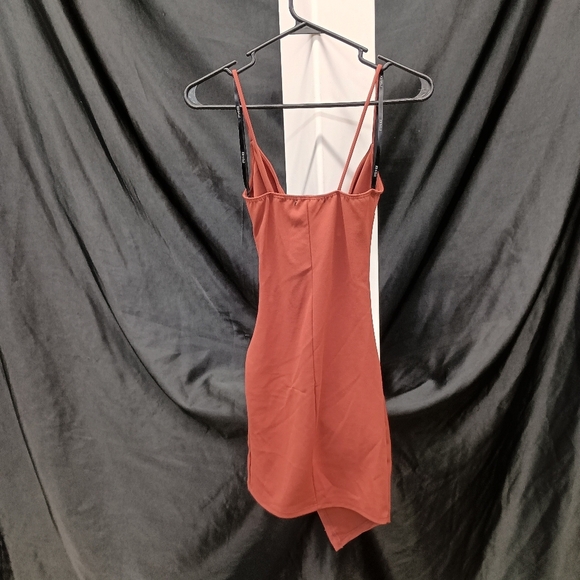 Rust Orange Draped Mini Dress - Picture 14 of 16